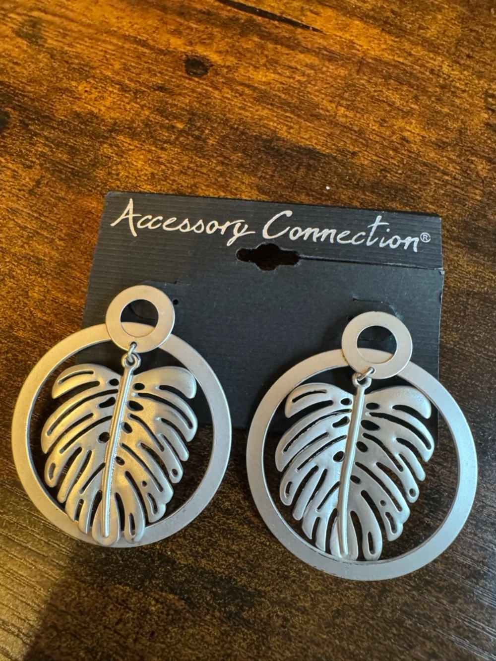 Silver Palm Leaf Hoop Earrings